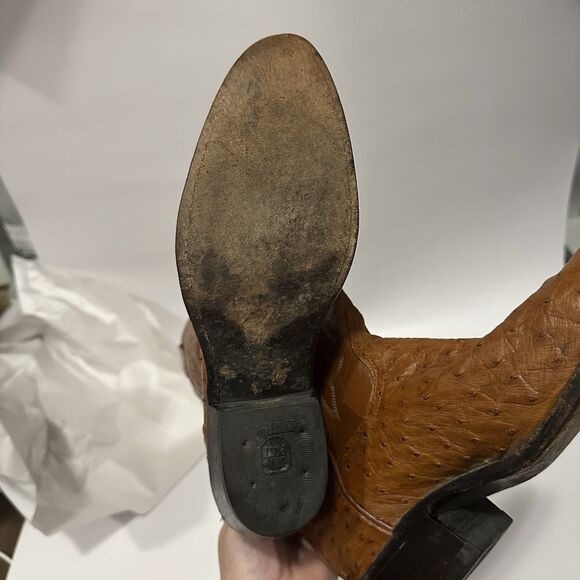 Dan Post Ostrich Leather Cowboy Boots Womens Size 7 Pin Quill DP2987 Western - Picture 7 of 14